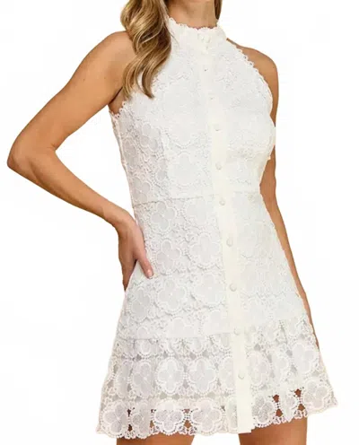 Baby Pink Women's Sadie Floral High Neck Mini Dress In White