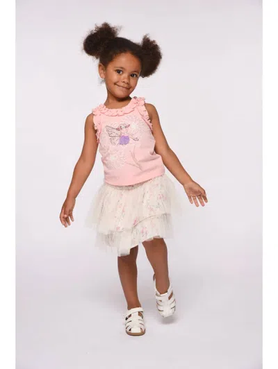 Baby Sara Kids' Baby Little Girls Ruffle Fairy Daisy Mesh Tank Top In Pink