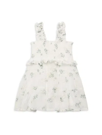 Baby Sara Kids' Girl's Floral Smocked Tiered Dress In White