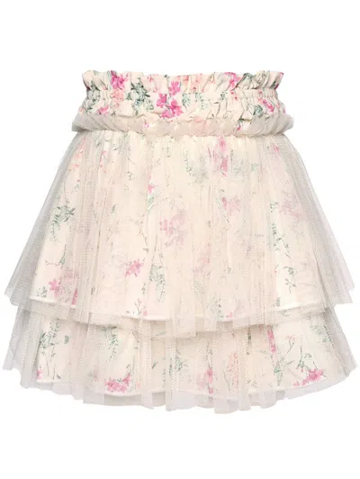 Baby Sara Kids' Infant Toddler Little Girl's Cottagecore Floral Mesh Skirt In White