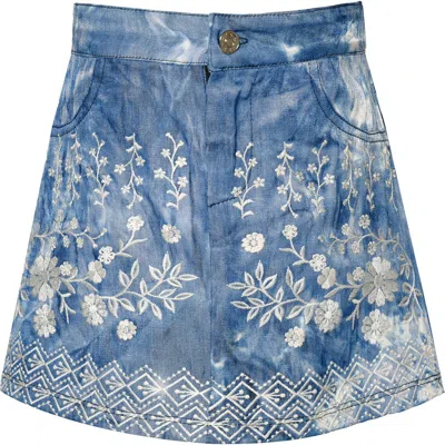 Baby Sara Kids' Embroidered Miniskirt In Blue