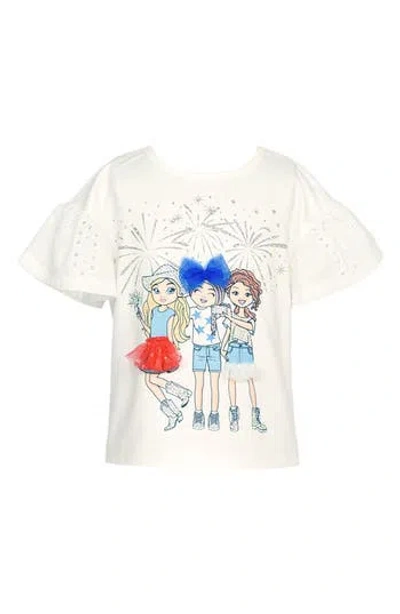 Baby Sara Kids' Eyelet Sleeve Graphic T-shirt In Multi