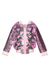 Baby Sara Kids' Heart Sequin Jacket In Pink Multi