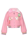 Baby Sara Kids' Love Patch Jacket In Pink