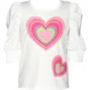 Baby Sara Kids' Ruched Sleeve Heart Graphic T-shirt In White