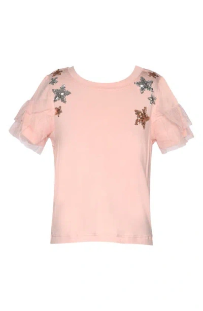 Baby Sara Kids' Star Mesh T-shirt In Pink Multi