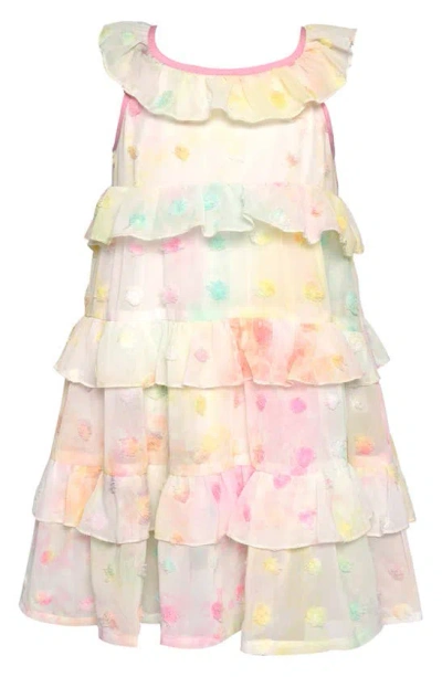 Baby Sara Kids' Tie Dye Tiered Chiffon Dress In Ivory Multi