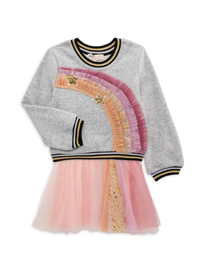 Baby Sara Babies' Little Girl's 2-piece Dress & Sweatshirt Set In Grey Pink