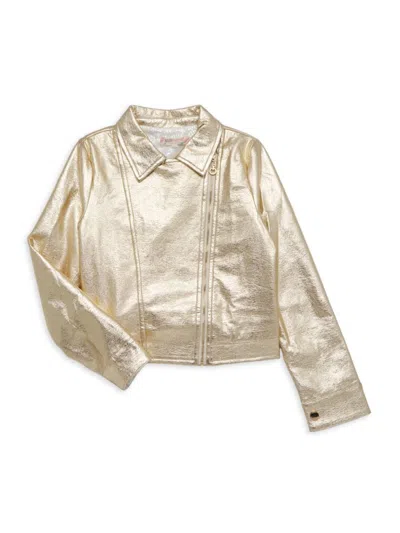 Baby Sara Kids' Little Girl's & Girl's Metallic Biker Jacket In Gold