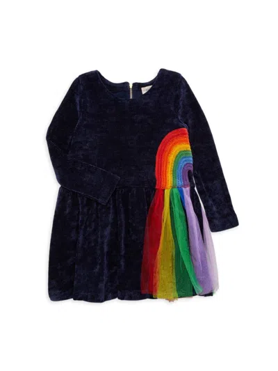 Baby Sara Kids' Little Girl's Corduroy Rainbow Dress In Navy