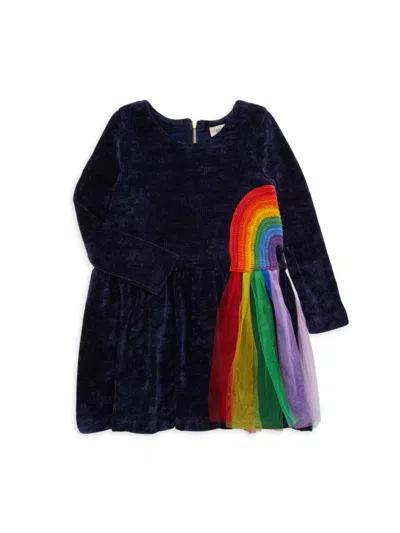 Baby Sara Babies' Little Girl's Corduroy Rainbow Dress In Navy