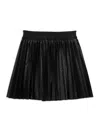 Baby Sara Kids' Little Girl's Faux Leather Pleated Mini Skirt In Black