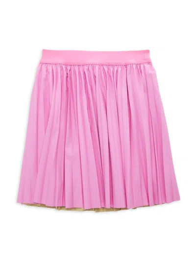 Baby Sara Kids' Little Girl's Faux Leather Pleated Mini Skirt In Pink
