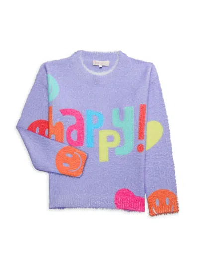 Baby Sara Kids' Little Girl's Happy Fuzzy Sweater In Purple