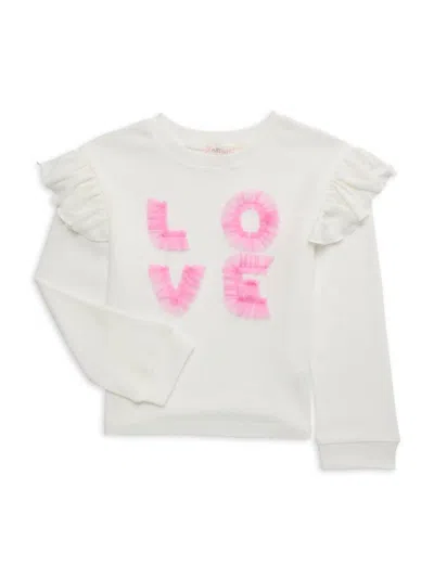 Baby Sara Babies' Little Girl's Ribbed Ruffled Top In White