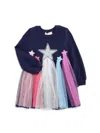 BABY SARA LITTLE GIRL'S STAR MESH TRIM DRESS