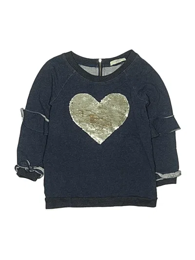 Pre-owned Baby Sara Kids' Long Sleeve Top Blue Keyhole Neckline Tops