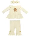 Baby Starters Baby Girls Gingerbread Top, Leggings And Headband, 3-piece Set In Yellow