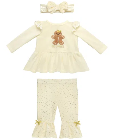 Baby Starters Baby Girls Gingerbread Top, Leggings And Headband, 3-piece Set In Yellow