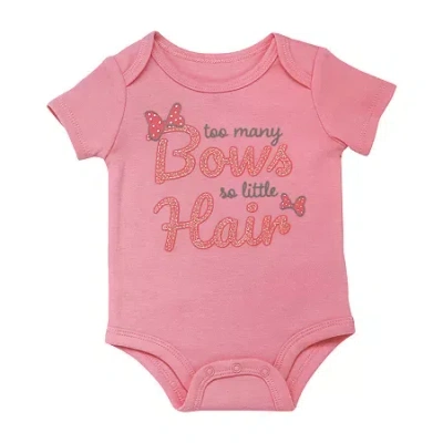 Baby Starters Baby Girls Round Neck Short Sleeve Bodysuit In Pink