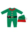 Baby Starters Baby Unisex Christmas Elf Coverall, 2-piece Set In Green