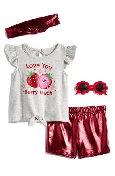 Baby Starters Berry Much Graphic T-shirt, Shorts, Headband & Sunglasses Set In Multi