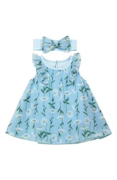 Baby Starters Chiffon Sleeveless Dress & Headband Set In Blue