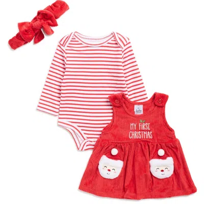 Baby Starters Christmas Dress, Bodysuit & Headband Set In Red