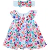 Baby Starters Floral Chiffon Dress & Headband Set