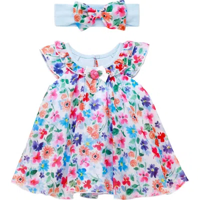 Baby Starters Floral Chiffon Dress & Headband Set