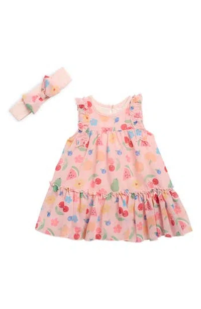 Baby Starters Fruit Chiffon Dress & Headband Set In Pink