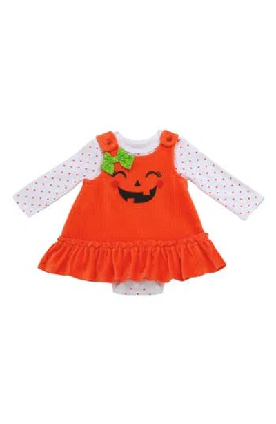 Baby Starters Halloween Pumpkin Dress & Bodysuit Set In Orange