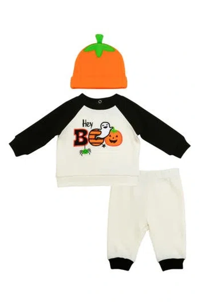 Baby Starters Kids' Hey Boo 3-piece Sweatshirt, Pants & Beanie Set In White