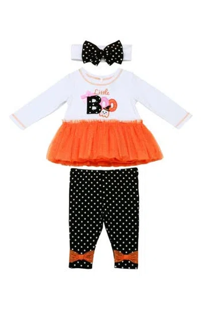 Baby Starters Kids' Little Boo 3-piece Tutu Top, Leggings & Headband Set In Black