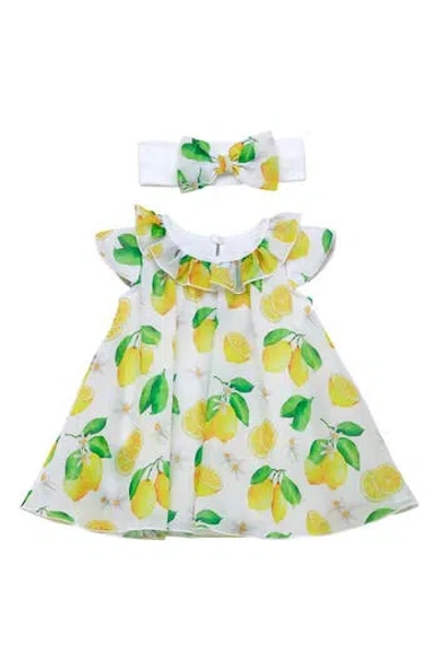 Baby Starters Lemon Chiffon Dress & Headband Set In Multi