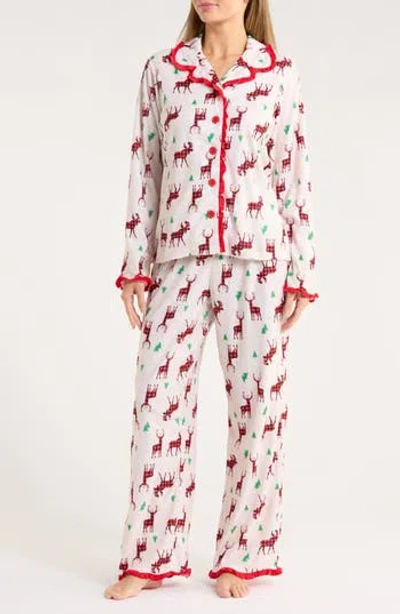 Baby Starters Moose Collared Pajamas In White