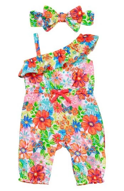 Baby Starters One-shoulder Romper & Headband Set In White