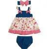 Baby Starters Ruffle Dress, Bloomers And Headband Set