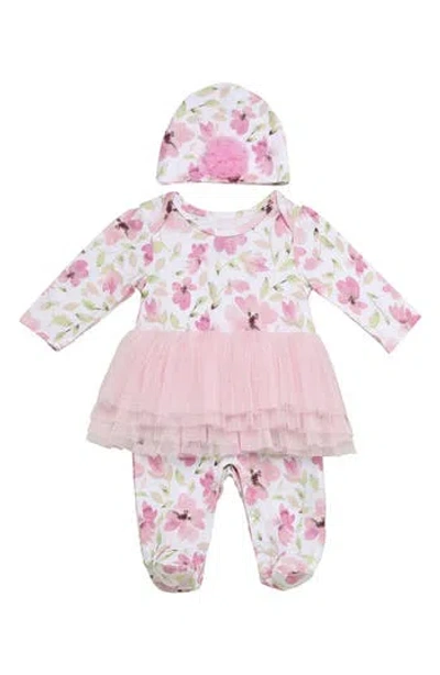 Baby Starters Tutu Romper & Knit Cap Set In Pink