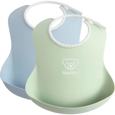 Babybjorn Babybjörn Set Of 2 Silicone Bibs In Green