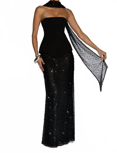 Babyboo Allaire Sequin Mesh Maxi Skirt In Black