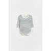 Babycottons Blue Striped Bodysuit For Infant In Blue