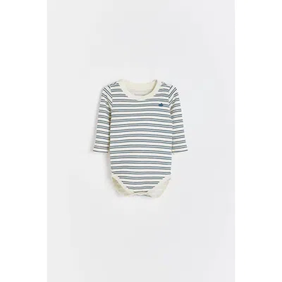 Babycottons Blue Striped Bodysuit For Infant