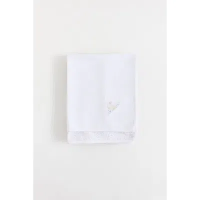 Babycottons Caramel Receiving Blanket In White