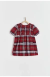 Babycottons Christmas Flannel Plaid Dress For Toddler In Red
