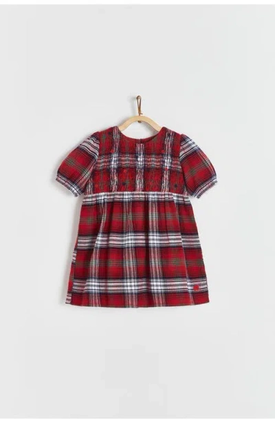 Babycottons Christmas Flannel Plaid Dress For Toddler In Red