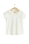 Babycottons Essentials Ruffle Short Sleeve Top In Off White