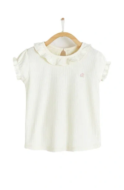 Babycottons Essentials Ruffle Short Sleeve Top In Off White