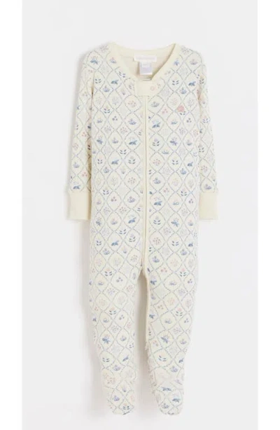 Babycottons Jane Snug Zip Footed Pajama For Infant In White