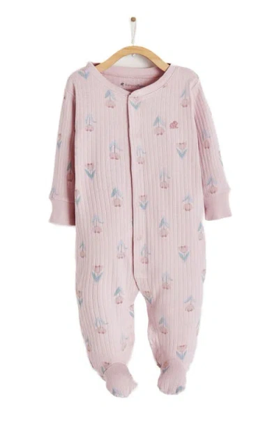 Babycottons Kate Front-snap Footie In Pink